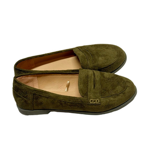 Elegant Olive Suede Women's Loafers